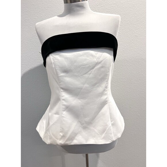 Zara strapless bow top in black and white in women size large 9003/420 - Picture 7 of 16